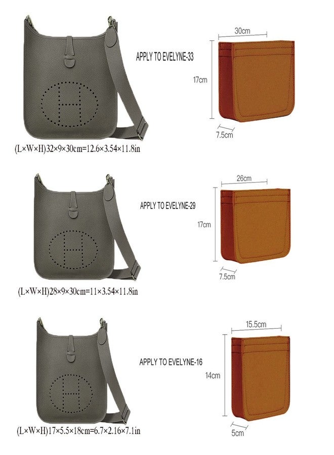 Lckaey Felt Organizer-for Hermes Evelyne III tpm pm gm Bag Insert Mini 16 29 33 Bag Purse Organizer Y003 brown-M - Image 2